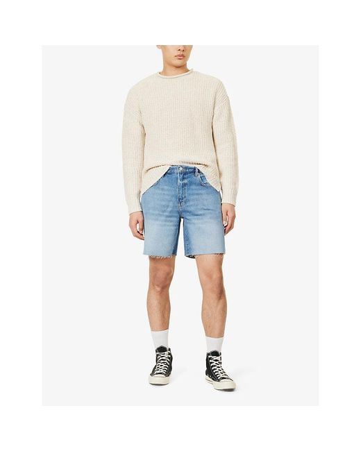 FRAME Blue Vintage Raw-hem Regular-fit Denim Shorts for men