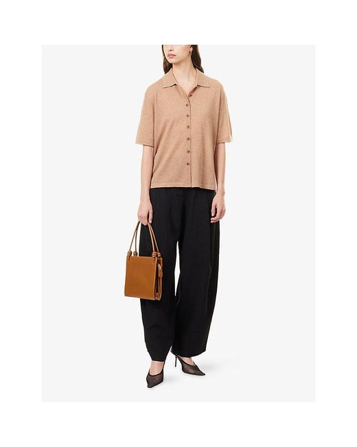 ME+EM Black Tailored Barrel-Leg Woven Trousers