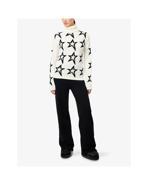 Perfect Moment White Star Dust Star-Pattern Merino-Wool Jumper