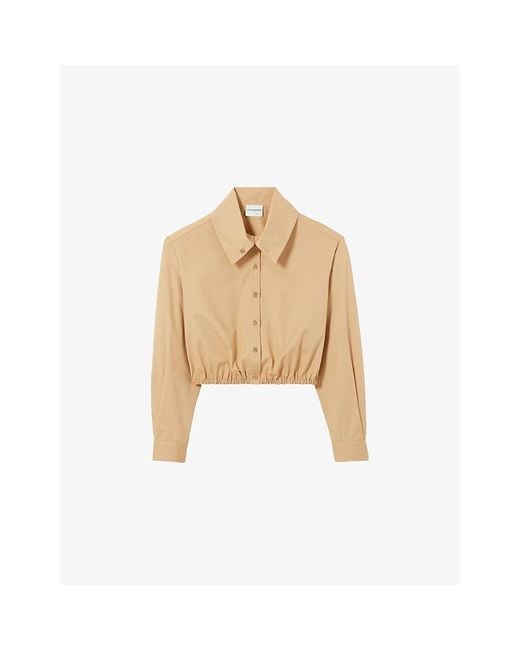 Claudie Pierlot Natural Long-Sleeved Cropped Cotton Shirt