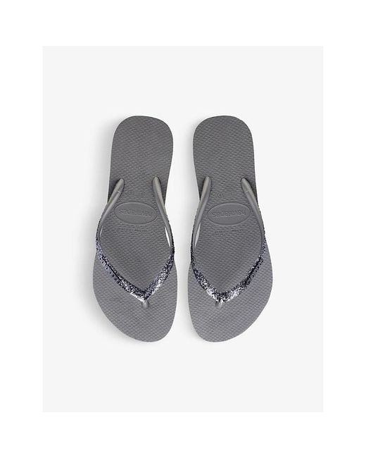 Havaianas Gray Slim Glitter Ii Rubber Flip Flops