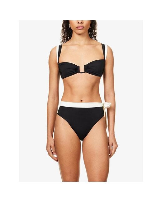 Away That Day Black Cannes Stretch-Polyamide Bikini Top