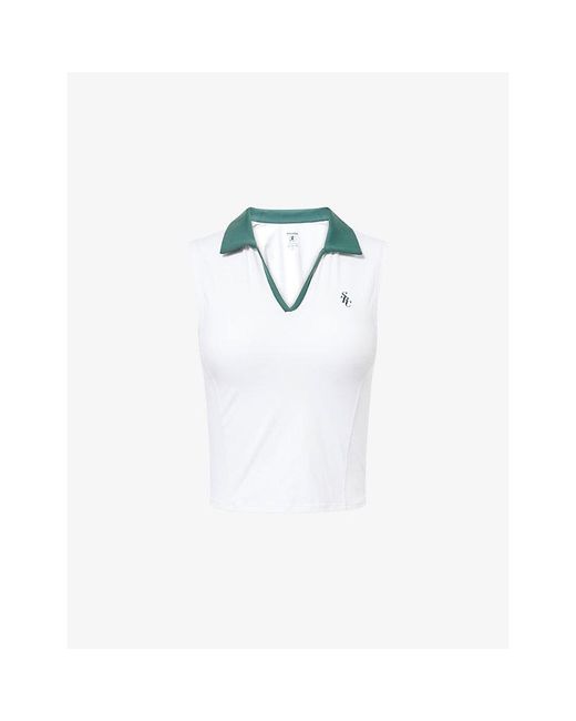 Sporty & Rich White Sports Logo-Embroidered Jersey Polo Vest