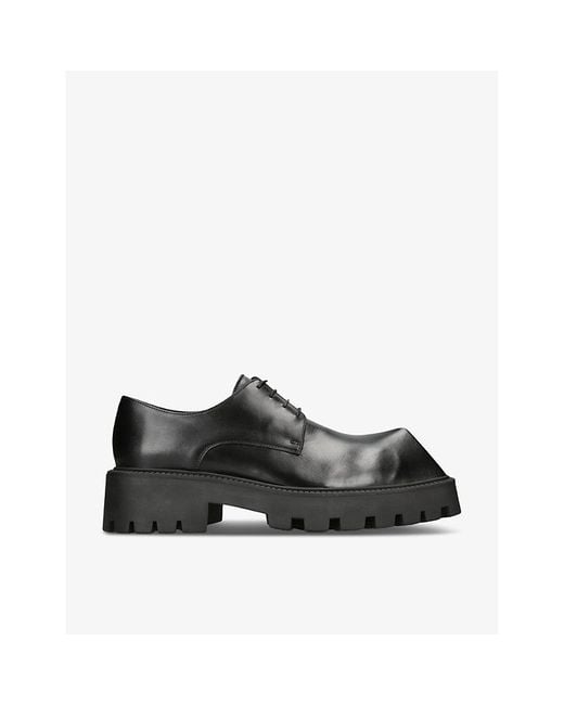 Balenciaga Black Rhino Chunky-sole Leather Derby Shoes for men