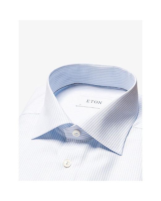 Eton of Sweden Blue Striped Regular-fit Cotton-blend Oxford Shirt for men