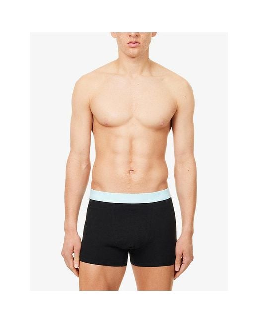 Calvin Klein Blue Icon Logo-Waistband Pack-Of-Three Stretch-Cotton Trunks for men