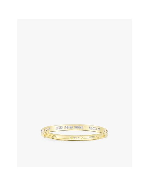 Apm Monaco Natural Bonheur Morse Code 18Ct-Plated Metal Alloy And Zirconia Bangle