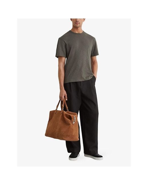 Reiss Green Huxley Crewneck Relaxed-Fit Cotton T-Shirt for men