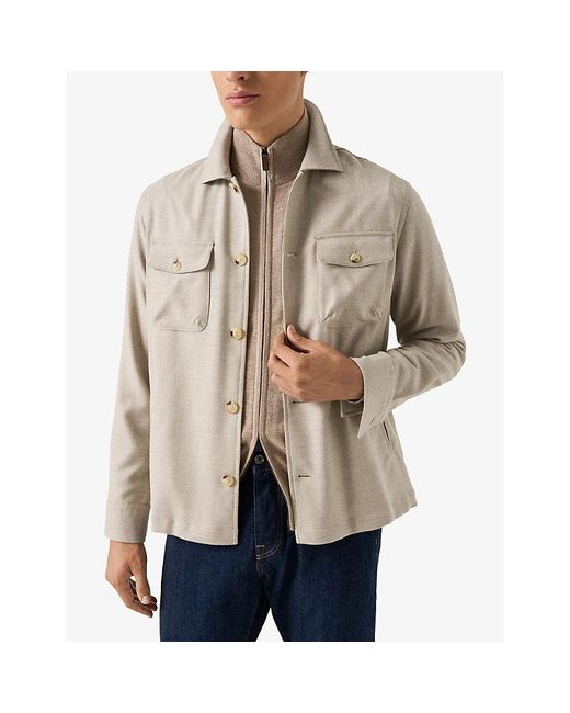 Eton of Sweden Natural Zip-Up Knitted Wool Cardigan for men