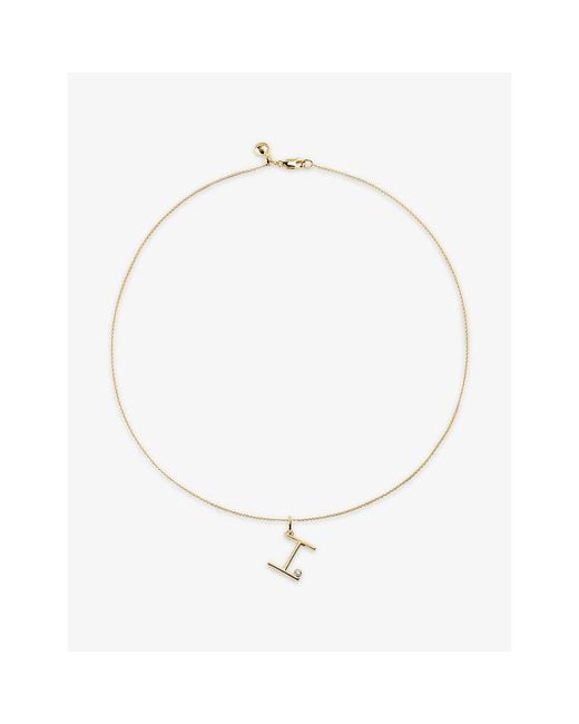 Monica Vinader White Initial I 18Ct Vermeil And 0.035Ct Lab-Grown Diamond Pendant Necklace