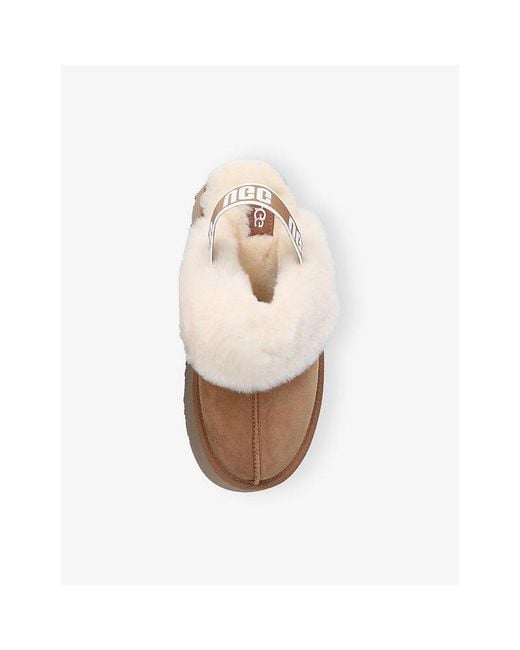 Ugg Brown Funkette Sheepskin-lined Suede Platform Slingback Slippers