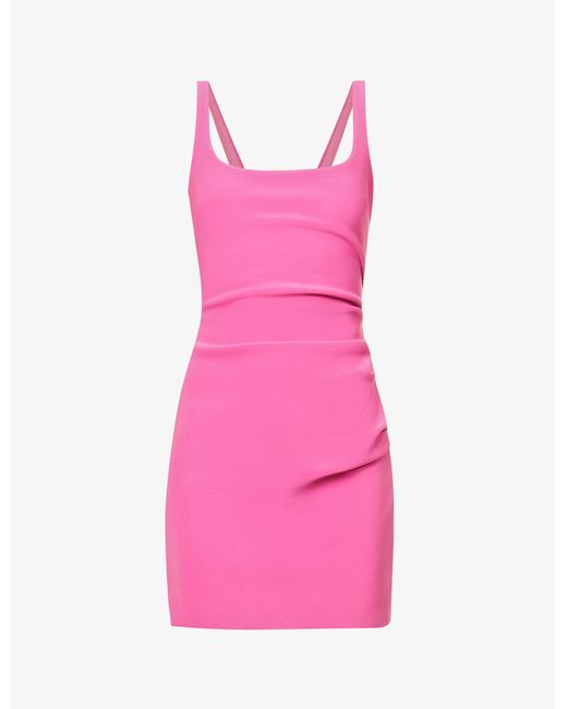 Bec & Bridge Pink Karina Square-neck Stretch-woven Mini Dress