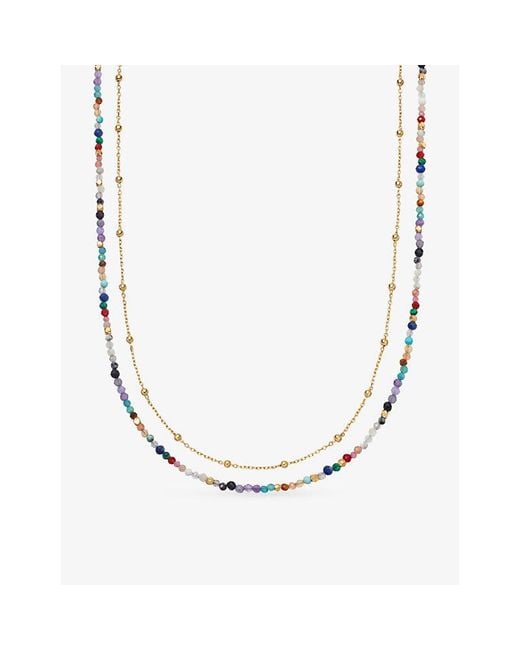 Astley Clarke Metallic Biography Multi Gemstone 18Ct- Plated Sterling- Necklace
