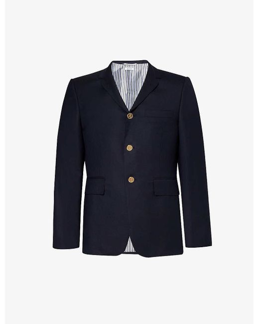 Thom Browne Blue Single-breasted Regular-fit Wool Blazer for men