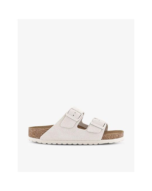 Birkenstock White Arizona Two-strap Suede Sandals