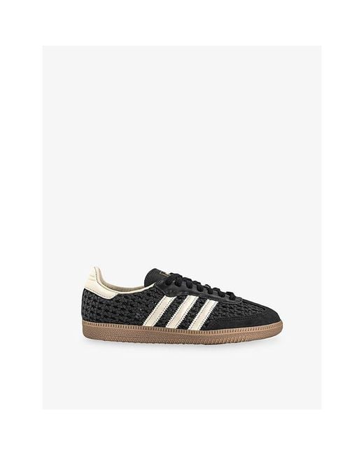 Adidas Black Samba Og Leather And Woven Trainers