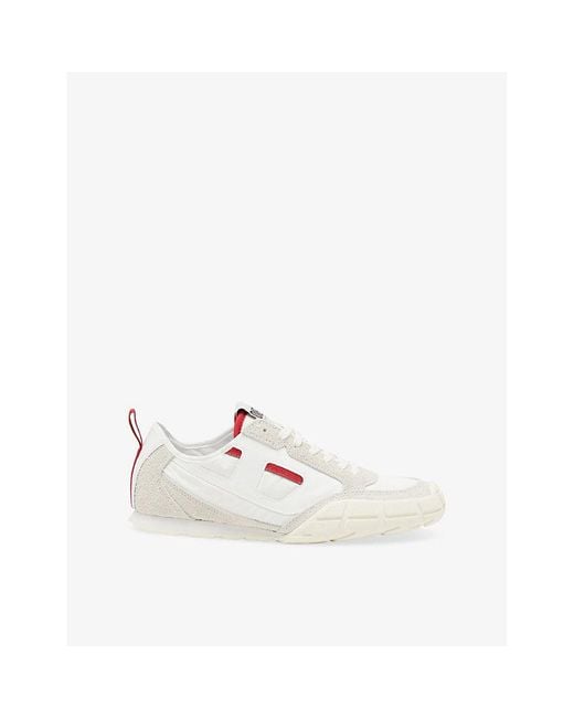 DIESEL White S-Pagodha Leather And Woven Low-Top Trainers for men