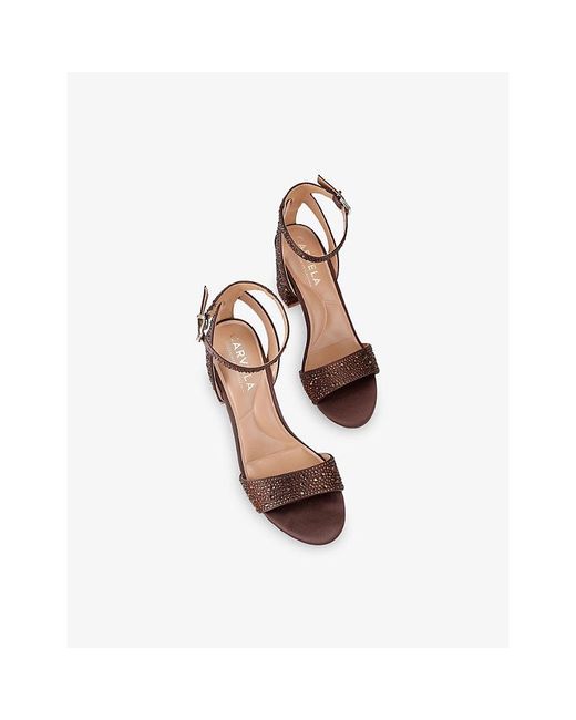 Carvela Kurt Geiger Brown Kianni Crystal-Embellished Heeled Sandals