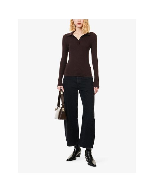 Agolde Black Low Curve Crop Wide-Leg Denim Jeans