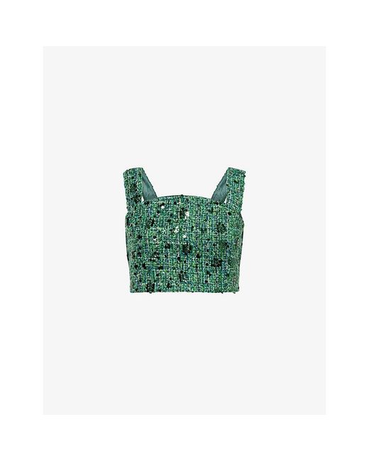 Amy Lynn Green Lola Cropped Woven Top