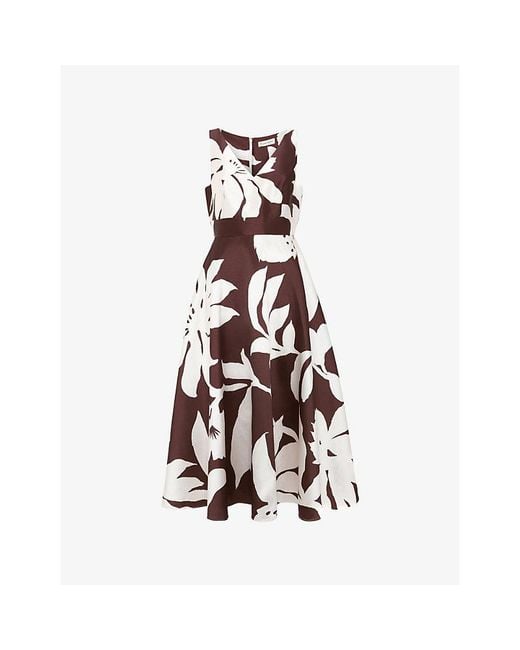 Phase Eight White Delicia Floral-Print Woven Midi Dress