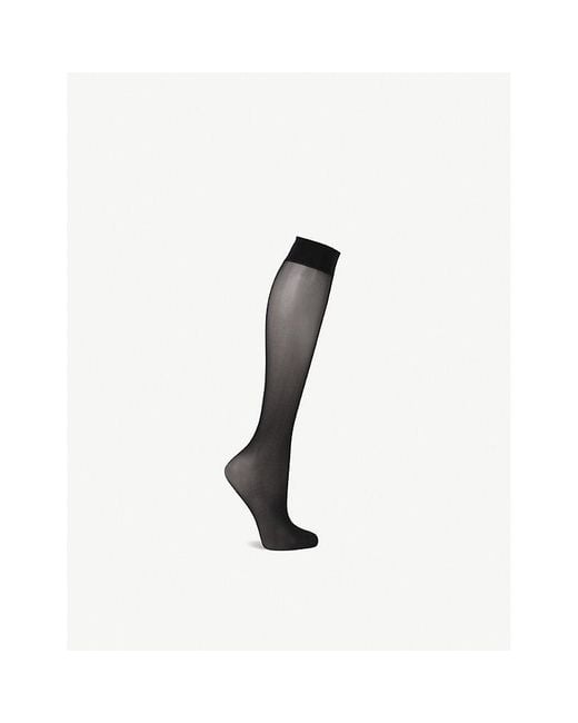 Wolford White Individual 10 Stretch-Woven Knee-Highs
