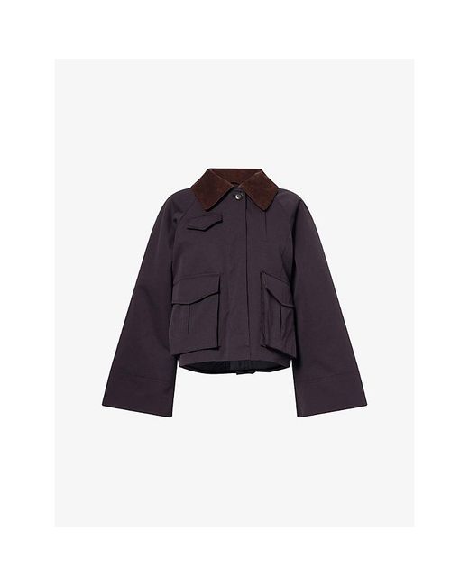 Skall Studio Blue Gaby Cord-Collar Cotton Jacket