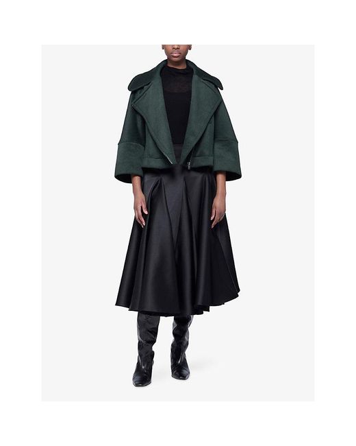 eem Green Boxy Wool-Blend Biker Jacket