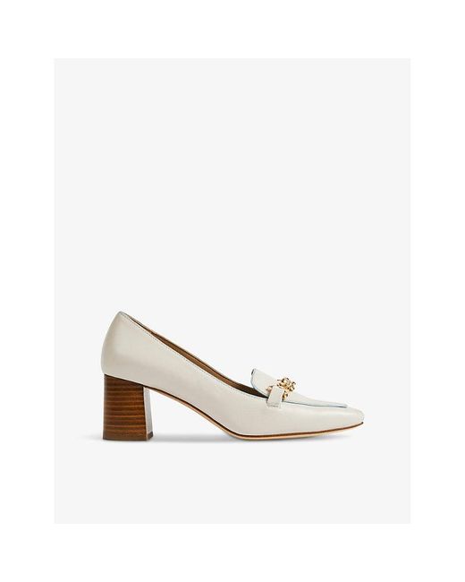 L.K.Bennett White Samantha Snaffle-trim Patent-leather Heeled Loafers
