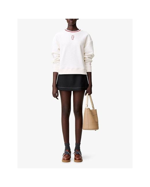 Claudie Pierlot White Brand-Embroidered Relaxed-Fit Cotton-Jersey Sweatshirt