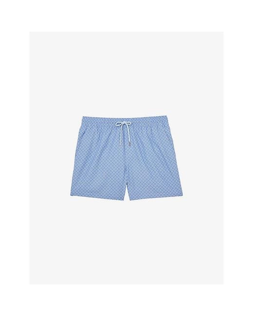Reiss Blue Orient Geometric-Print Swim Shorts for men