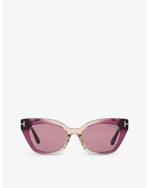 Tom Ford Pink Tr001638 Juliette Cat Eye-frame Acetate Sunglasses