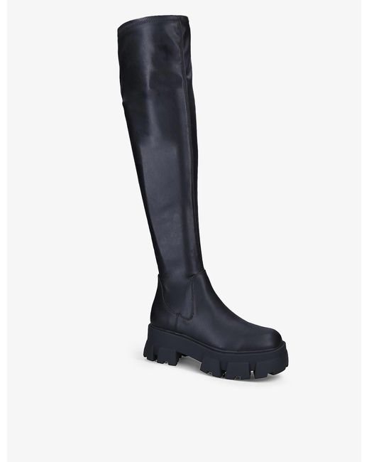 Vago Dictadura Reducción ALDO Grandmode Chunky-soled Thigh-high Faux-leather Boots in Blue | Lyst