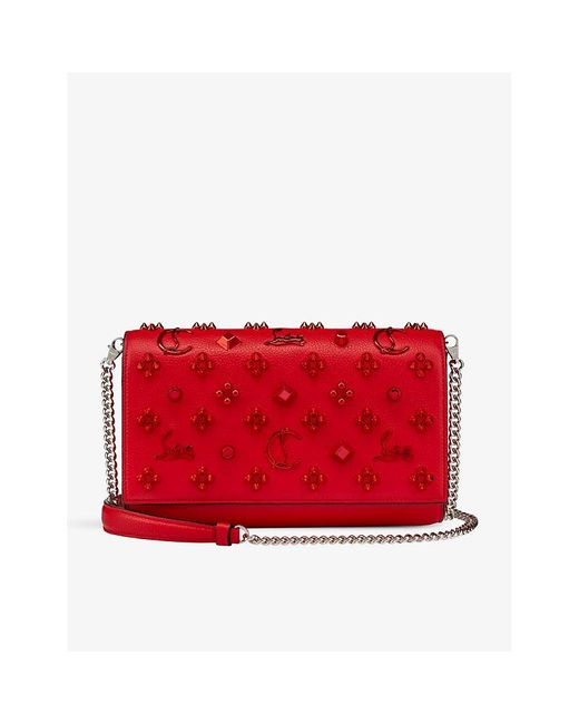 Christian Louboutin Red Paloma Nthesky Leather Clutch Bag