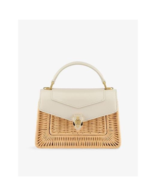 BVLGARI Metallic Serpenti Forever Mini Leather And Calla Crystal Top-Handle Bag