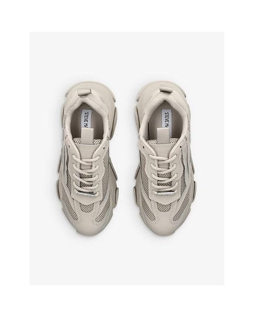 Steve Madden Natural Possession Faux-Leather And Mesh Trainers