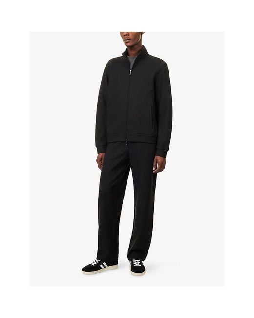 Emporio Armani Black Jacquard Relaxed-Fit Woven Track Bottoms for men