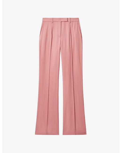 Reiss Pink Millie Flared-leg High-rise Woven Trousers