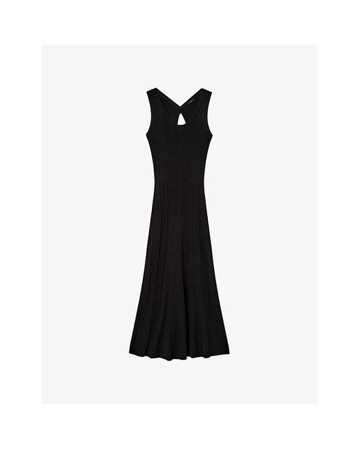 Joseph Black Round-Neck Sleeveless Ribbed-Knit Maxi Dress