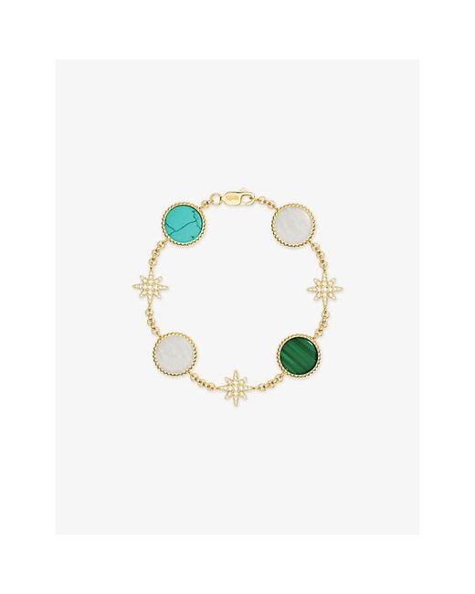 Apm Monaco Blue Météorites 18Ct- Plated Alloy, Cubic Zirconia, Malachite, Nacre, Lab-Grown Bracelet