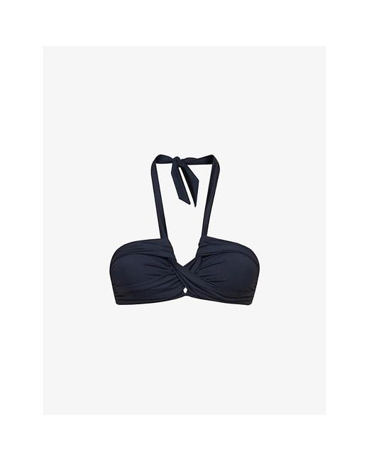 Seafolly Blue Collective Twist-Detail Halterneck Recycled Nylon-Blend Bikini Top