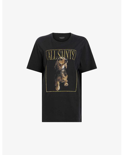 AllSaints Black Pepper Graphic-print Relaxed-fit Organic-cotton T-shirt