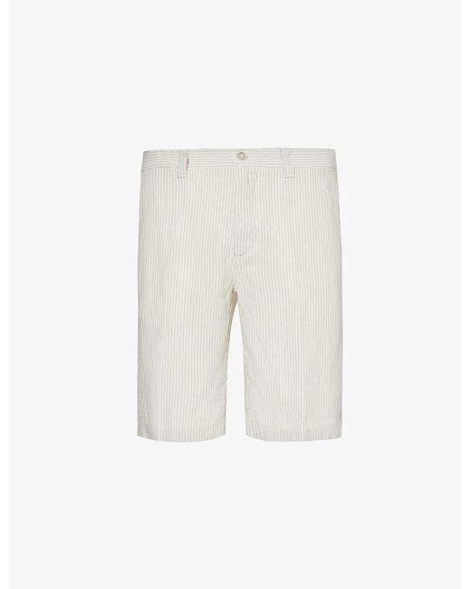 120% Lino White Regular-fit Mid-rise Linen Shorts for men