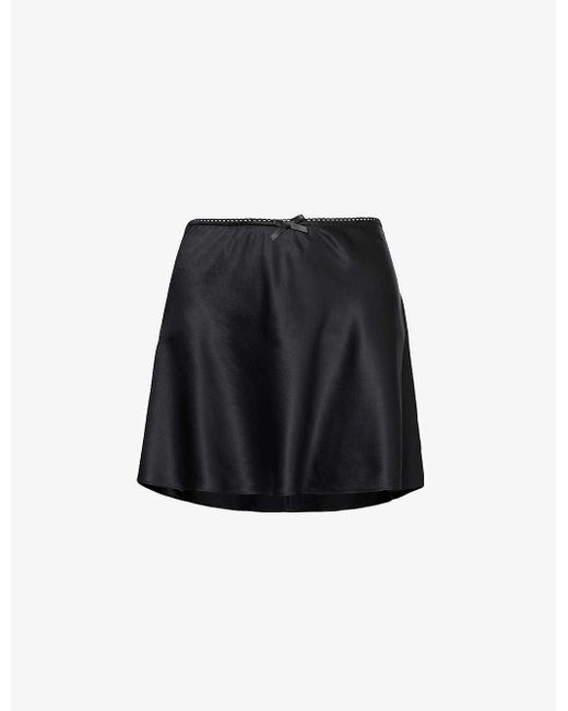 Reformation Black Edda High-rise Silk Mini Skirt