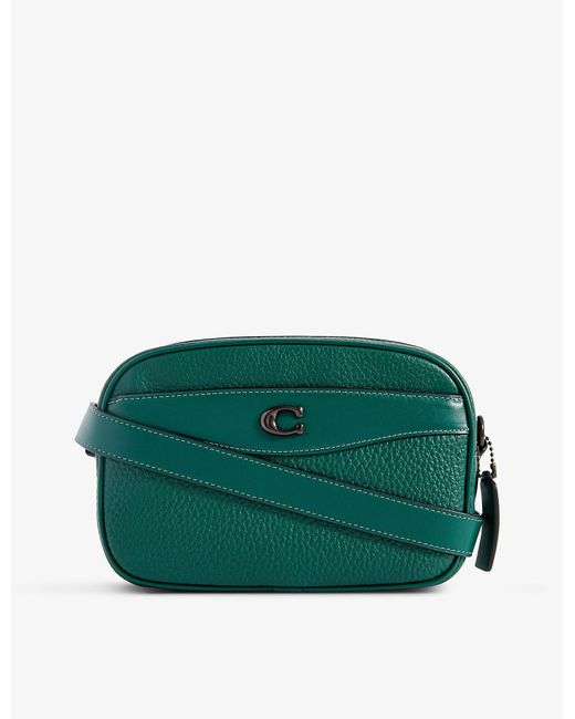 COACH Logoembellished Leather Crossbody Camera Bag in Green Lyst