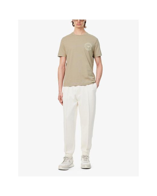 Emporio Armani Natural Logo-embroidered Relaxed-fit Cotton-jersey T-shirt for men