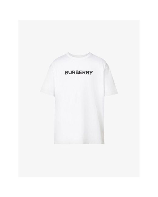 Burberry White Harriston Brand-print Cotton-jersey T-shirt for men