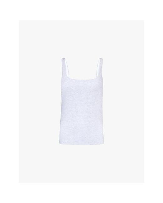 WE Are Tala White Dyflx Square Neckline Stretch Recycled-Polyamide Top