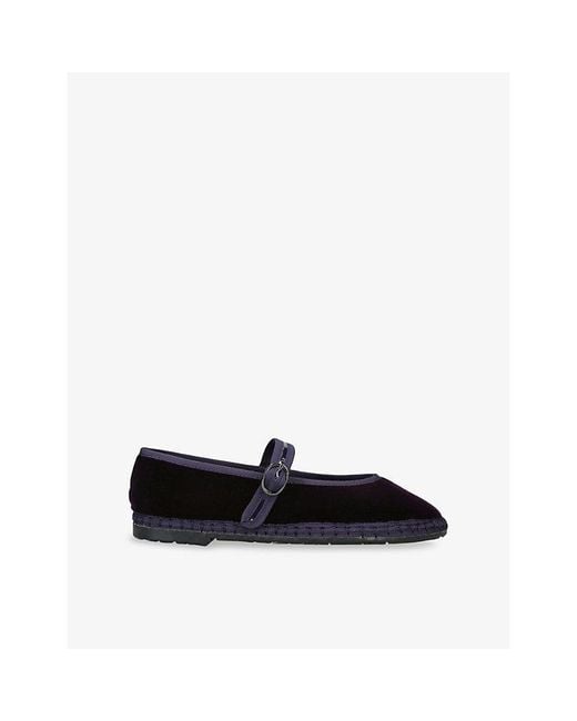 Flabelus Black Pierre Velvet Mary Jane Flats