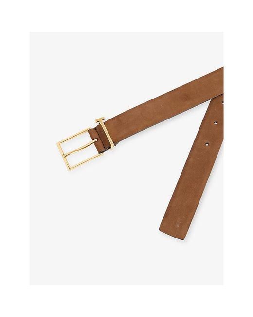 Tom Ford Brown Buckle Suede Belt for men